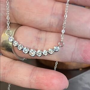 Elegant Silver CZ Diamond Necklace 18-18” adj Perfect for Layering!